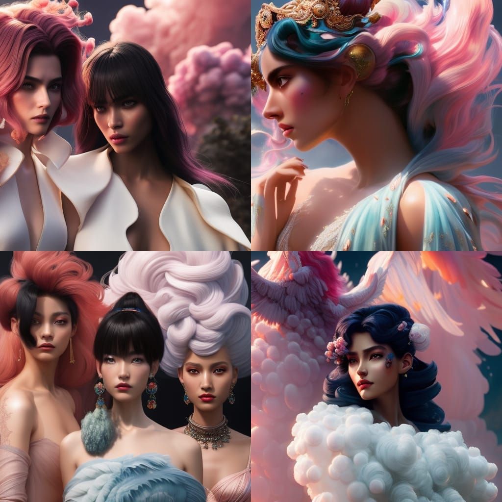 Close-up portrait of 3 gorgeous stunning fashion models aged...