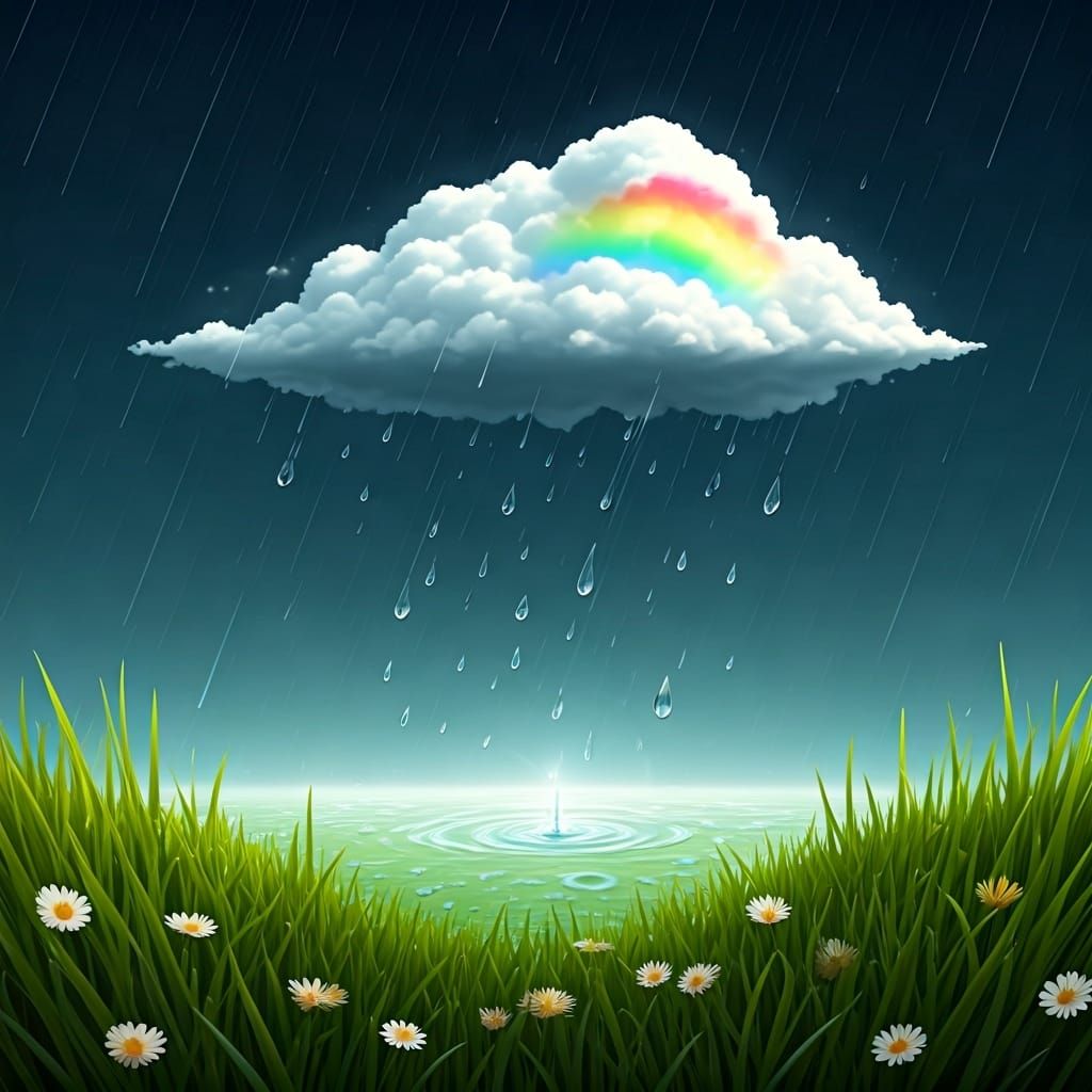 Rainbow Prism Over Meadow, Whimsical Style