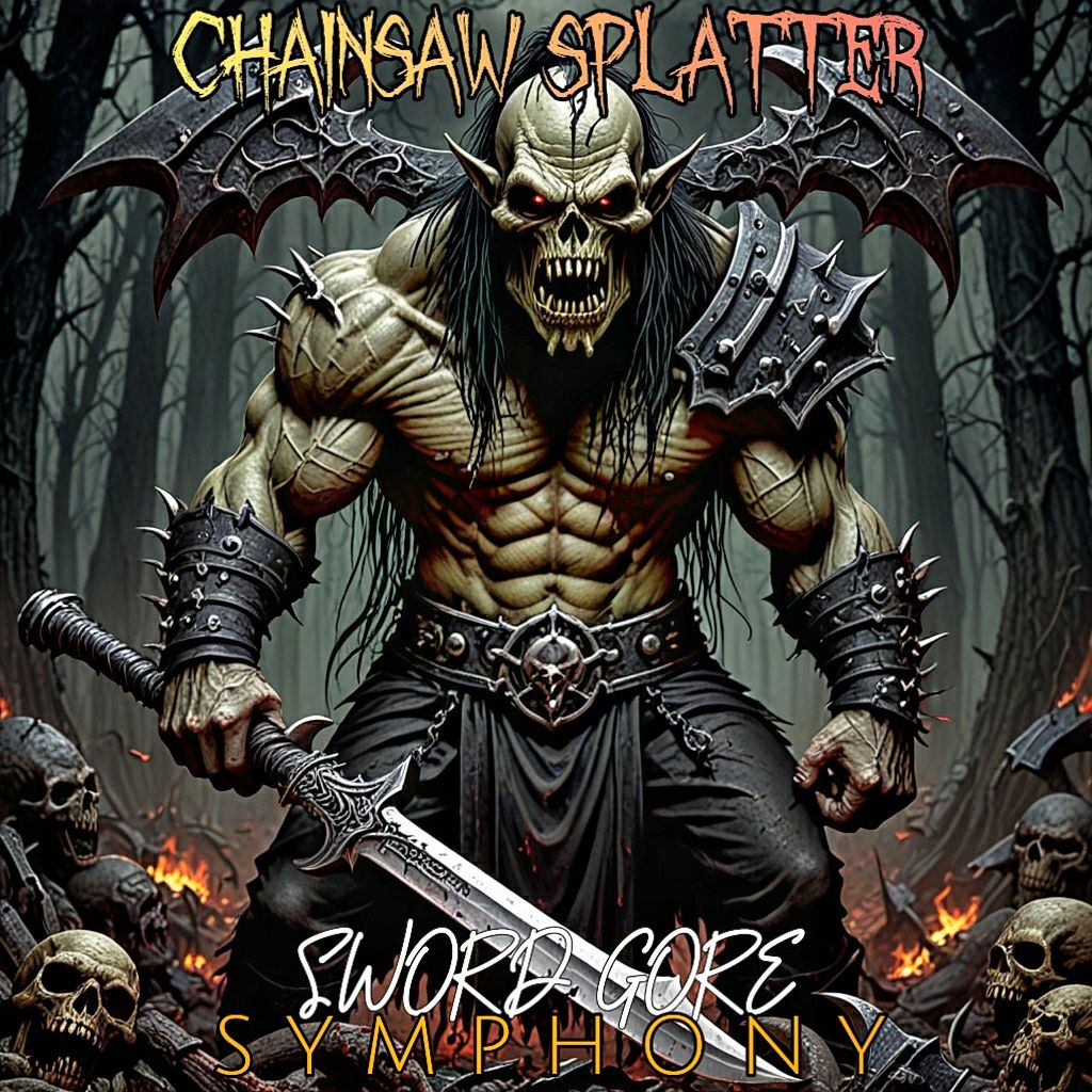 Fictional Death Metal Band And Album Cover-Chainsaw Splatter...