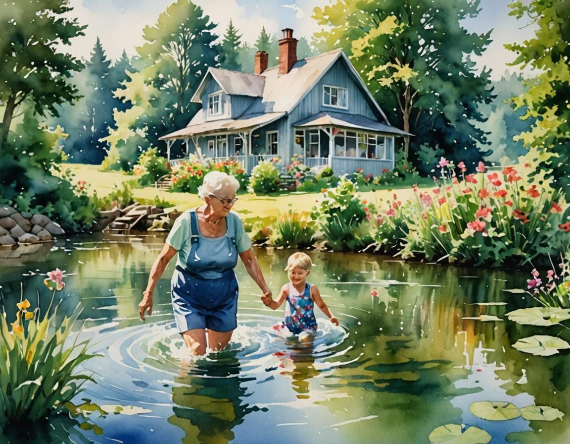 Swimming with Nana  by @WolfeyWonder
