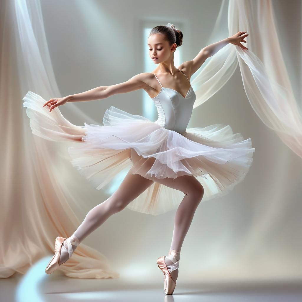 Ballerina in a white silk tutu
