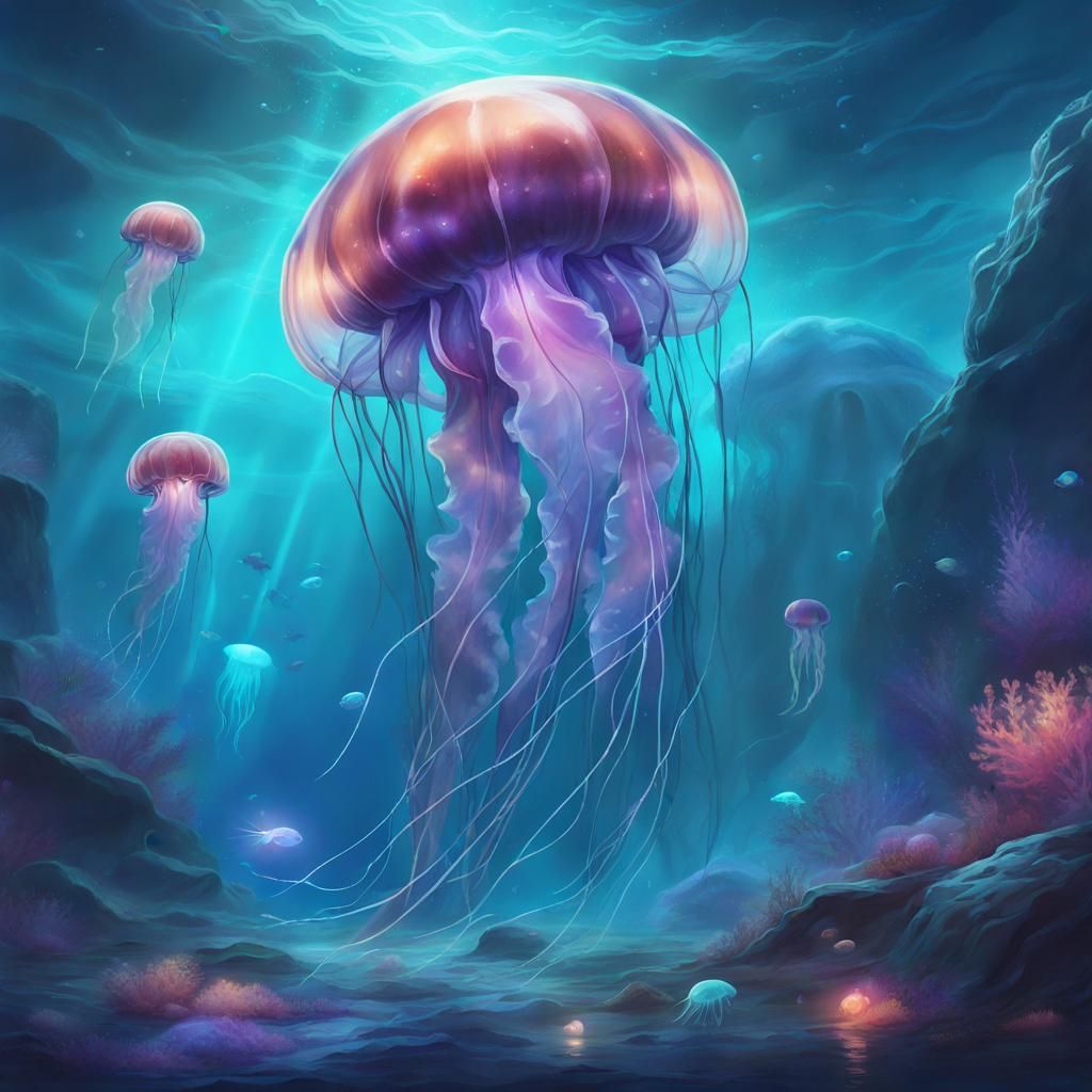 bioluminiscent jellyfish - AI Generated Artwork - NightCafe Creator