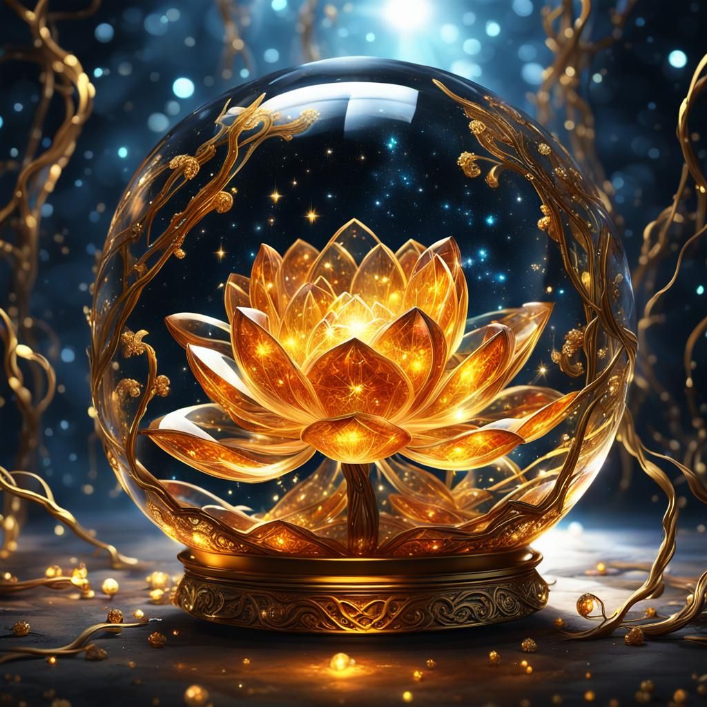 sparkling amber lotus  by @Lotusflower