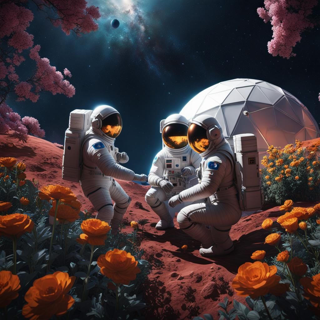 Men on Moon - AI Generated Artwork - NightCafe Creator