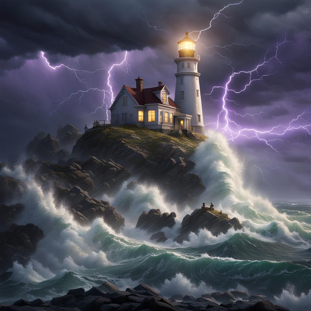 Lighthouse in storm - AI Generated Artwork - NightCafe Creator