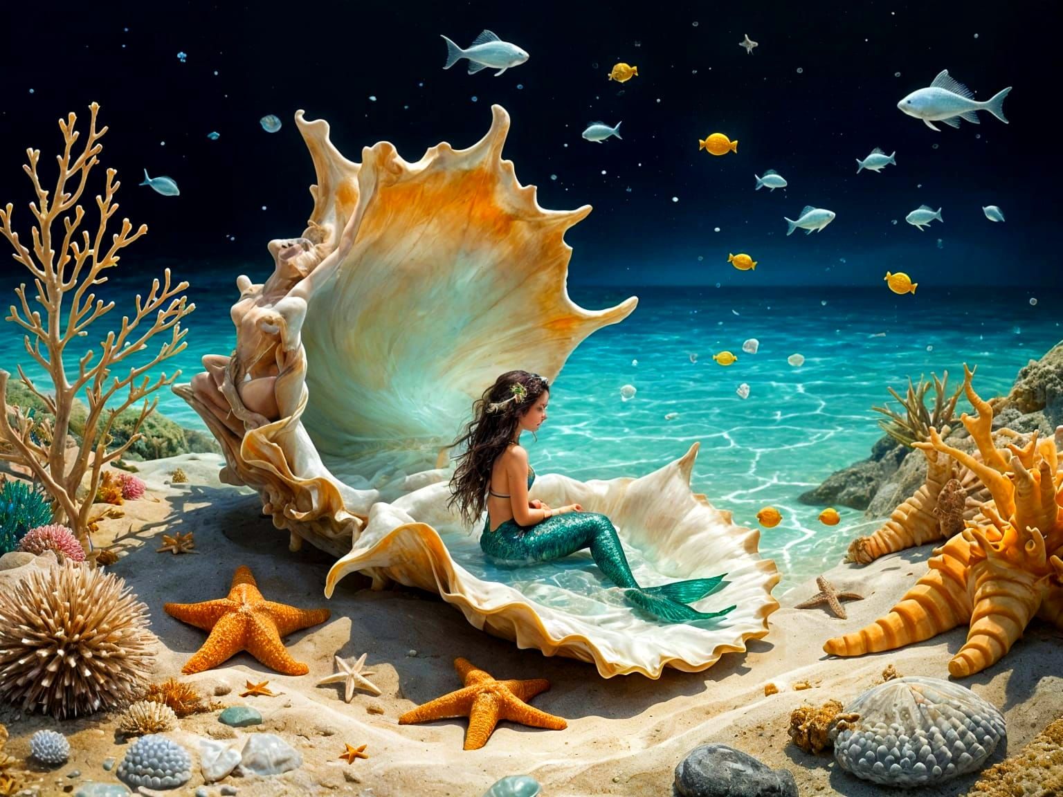 Little Mermaid in the conch shell  by @PaolaEmma