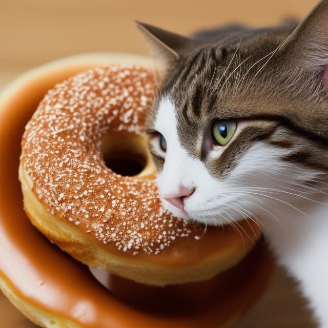 Cat eating a donut AI Generated Artwork NightCafe Creator