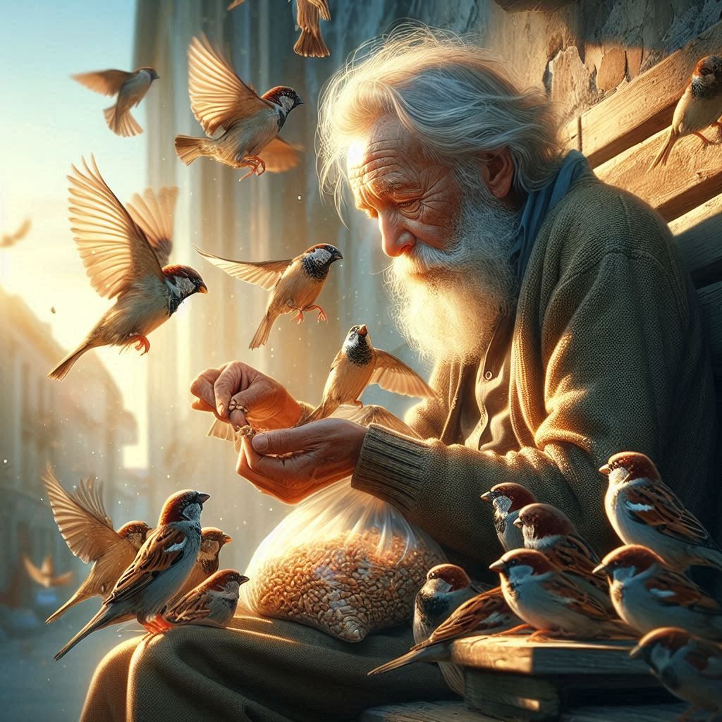 Grandpa with the birds