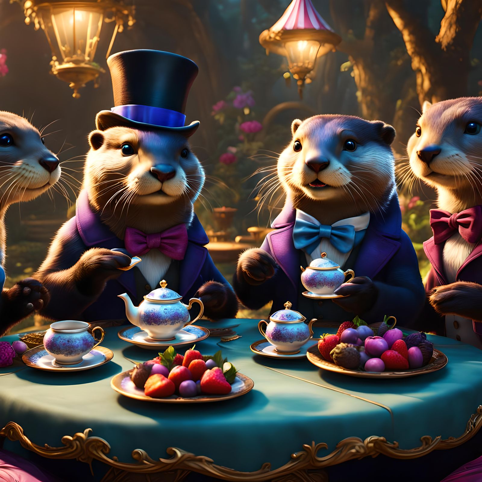 Mad Otter’s Tea Party - AI Generated Artwork - NightCafe Creator