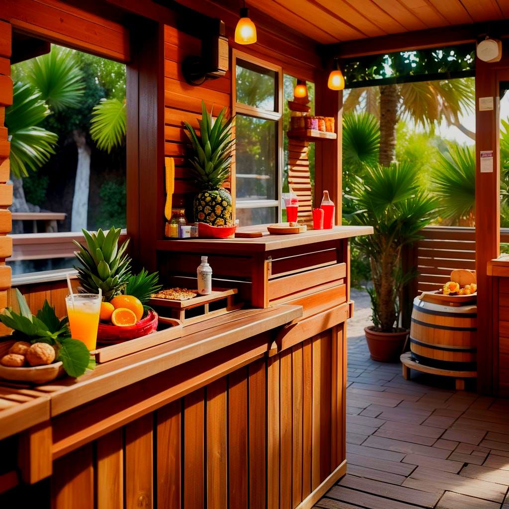 ITALY Rome A Sauna hot TUB And A Tropical Drink concession Stand AI