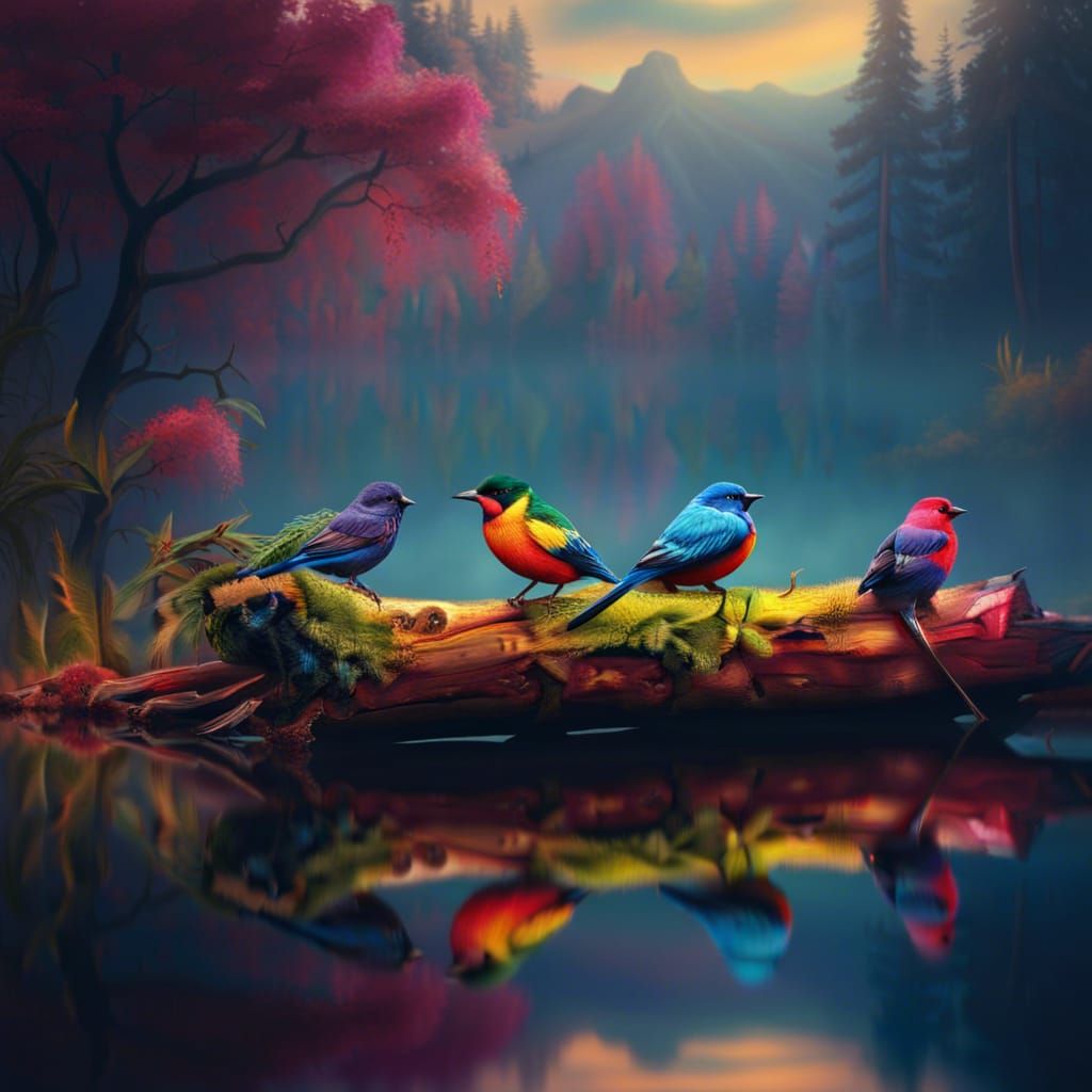 Colorful birds  by @Kreative-eye