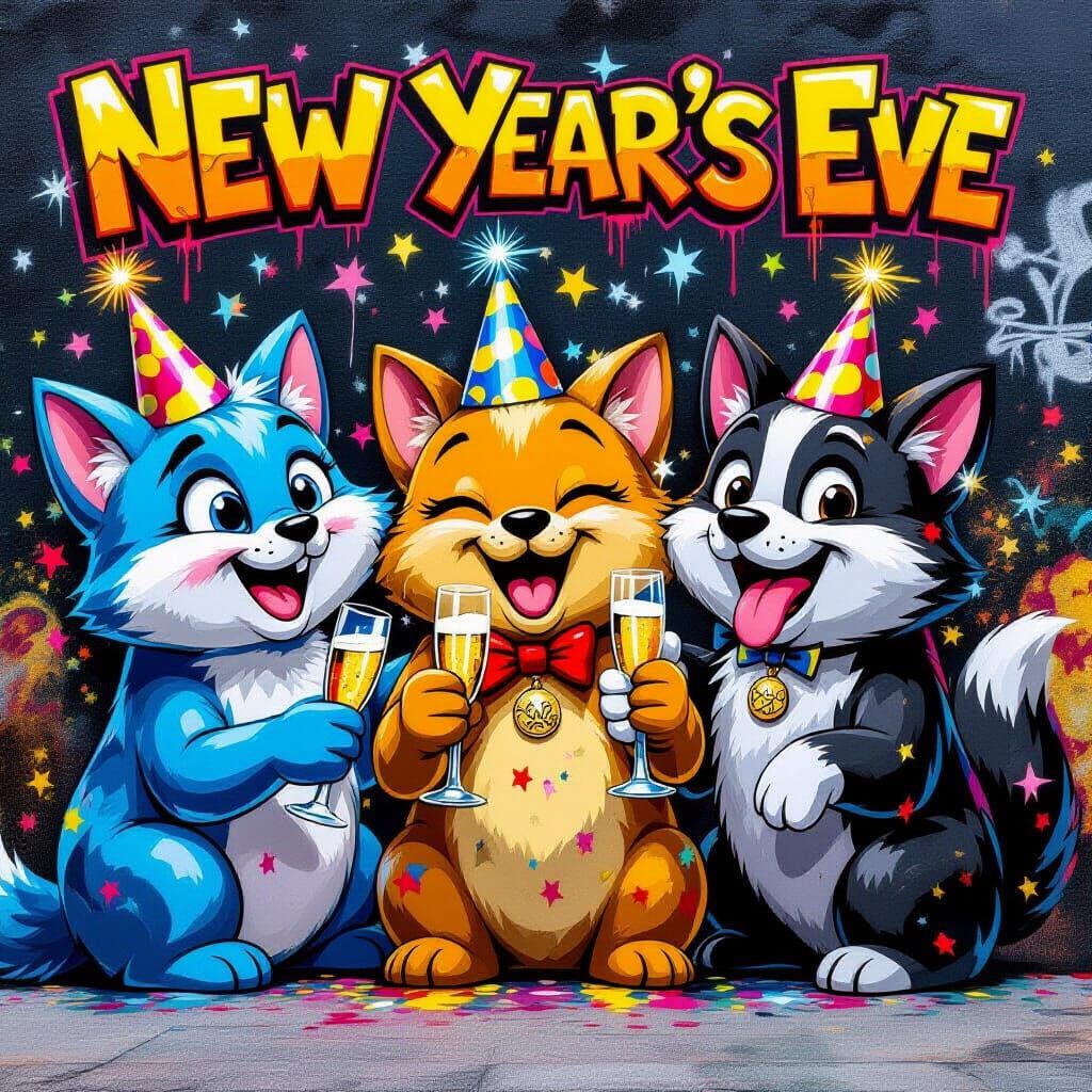 Party animals celebrating new year   by @Ruby Phoenix 