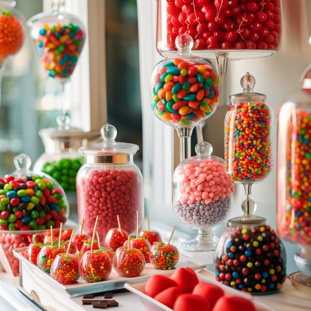 Candy Shop, Candy apples, Chocolate candies, Hard candies, AI
