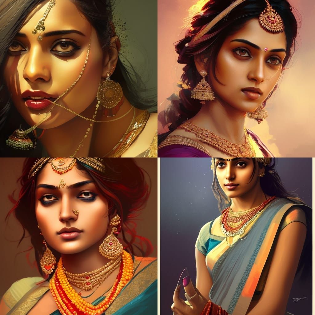 Beautiful Indian Girl Wearing Saree - AI Generated Artwork - NightCafe ...