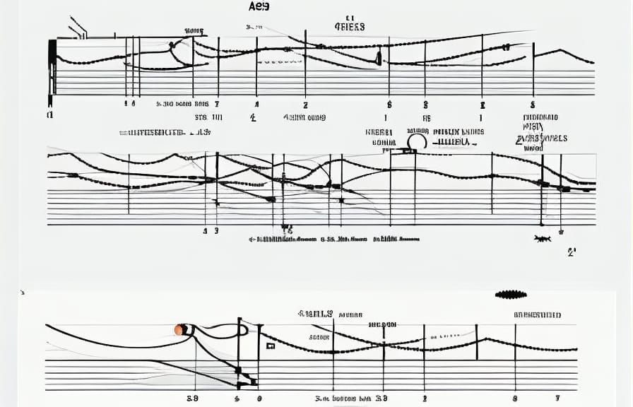 graphic score; experimental music notation; sheet music; black and white musical score; graphic