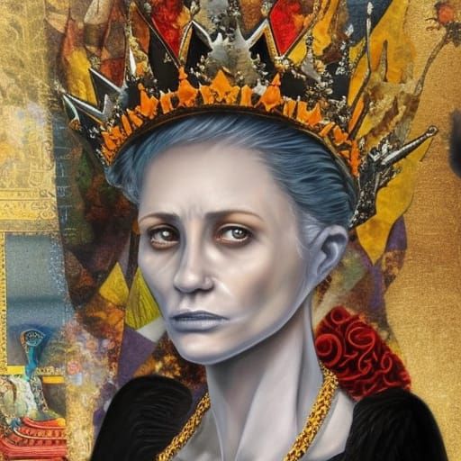 A highly detailed, eerie and surreal portrait of a woman wea...