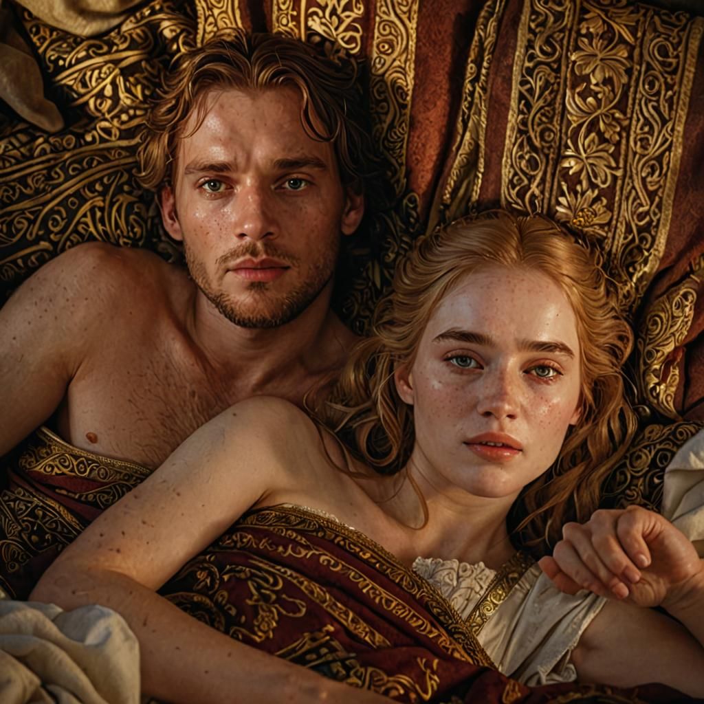 Regal Royal Couple in Luxurious Medieval Ambiance