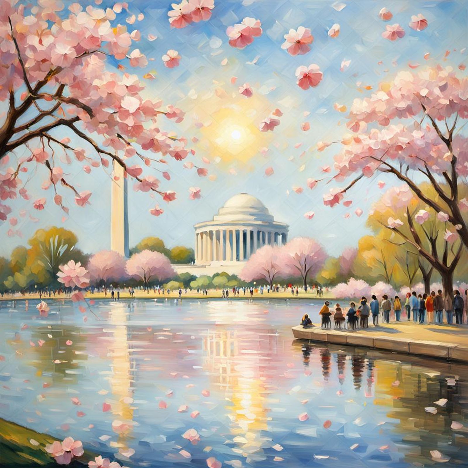 breathtaking scene of the Cherry Blossom Festival in Washington DC AI