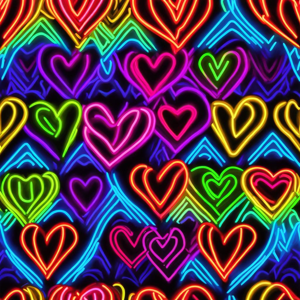 rainbow heart neon - AI Generated Artwork - NightCafe Creator