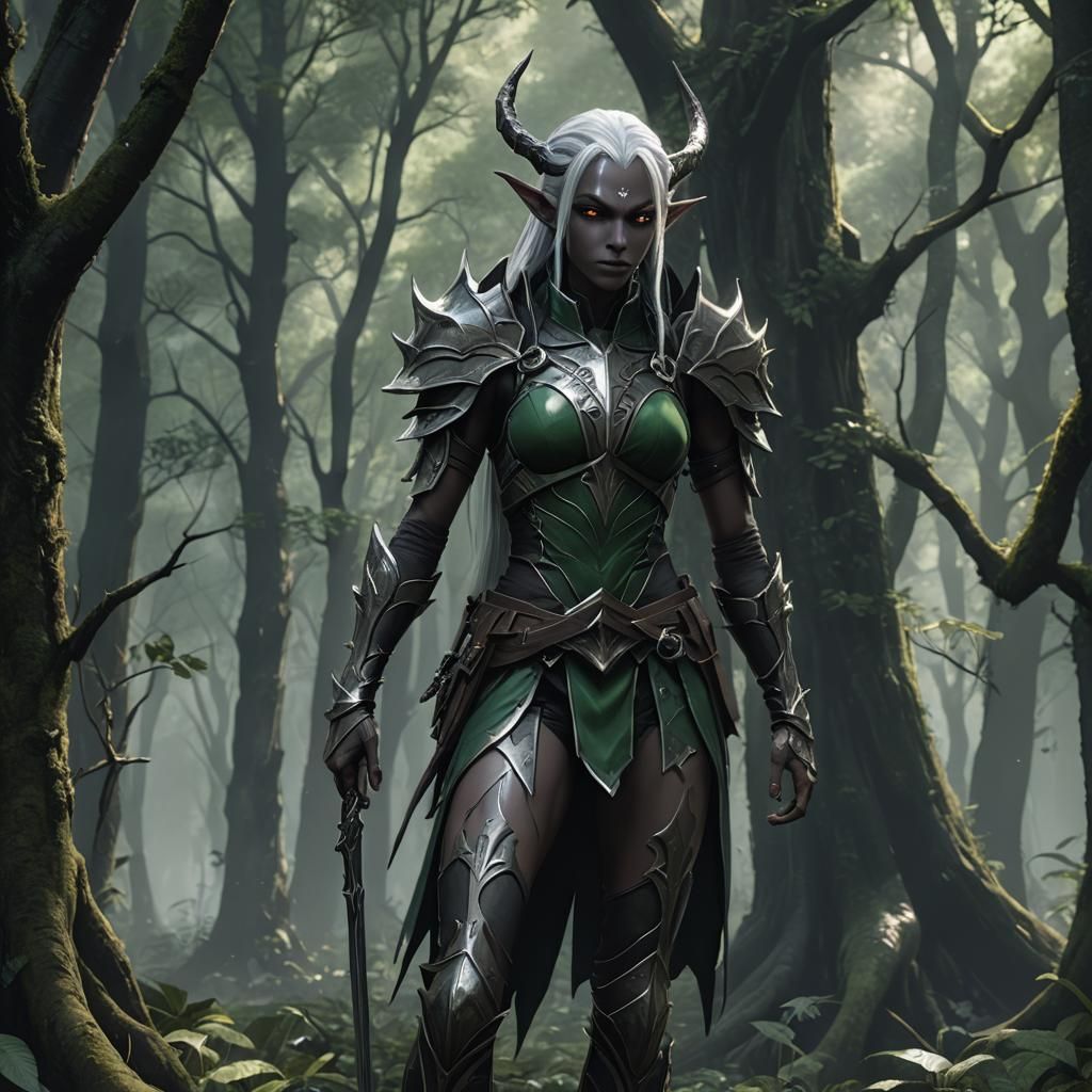 Dark elf in the forest