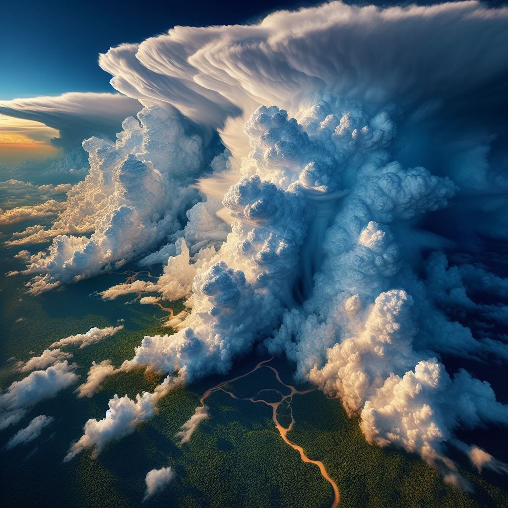 Anvil clouds over the Amazon rainforest in Brazil