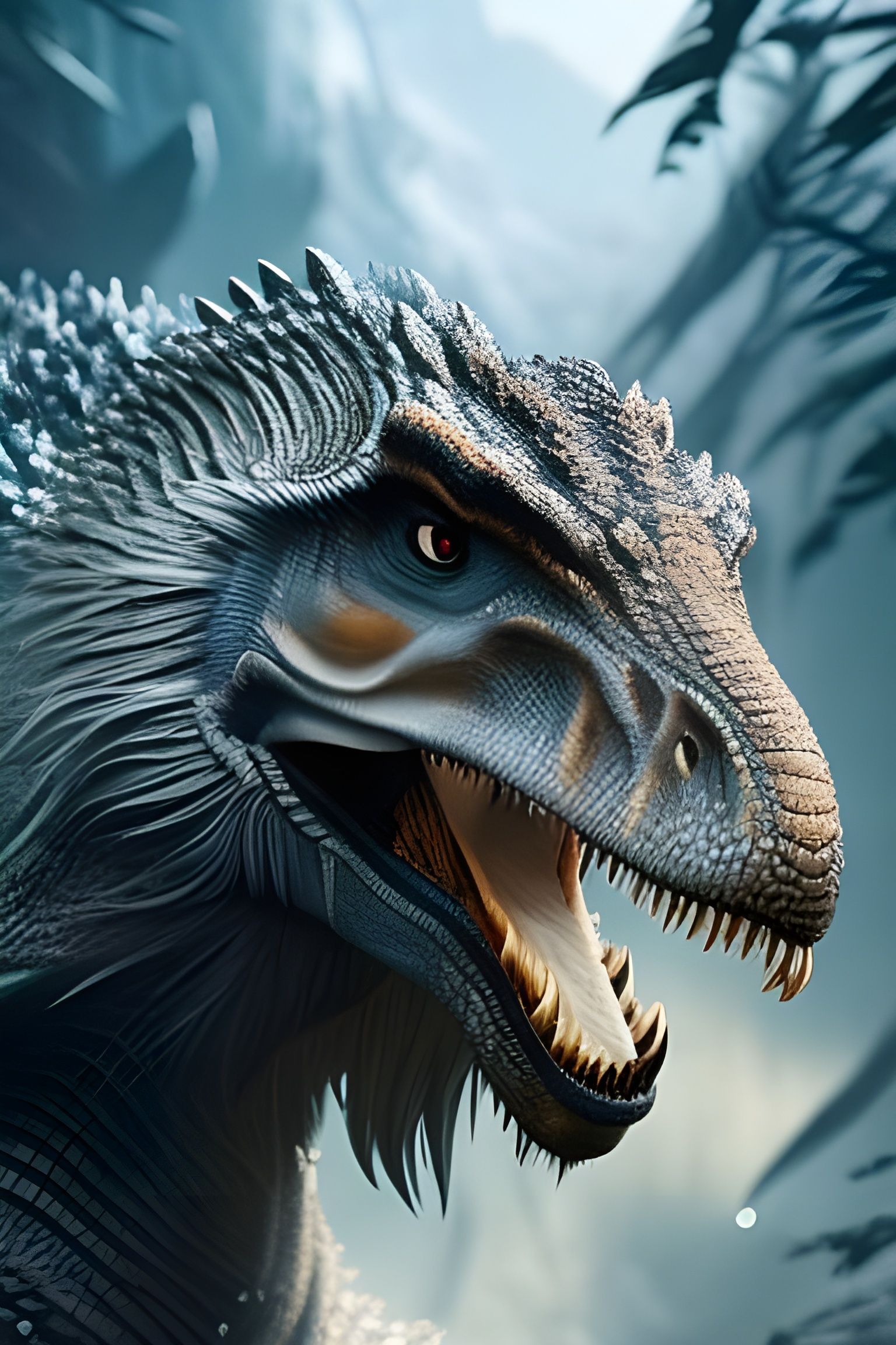 Dinosaur in an icy woods  by @Zipy