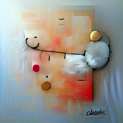 "Cuddles", mixed media on canvas