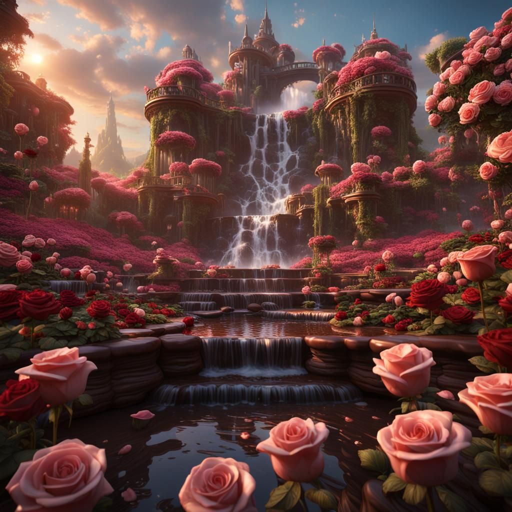 Chocolate Waterfalls in Fantasy Rose Garden