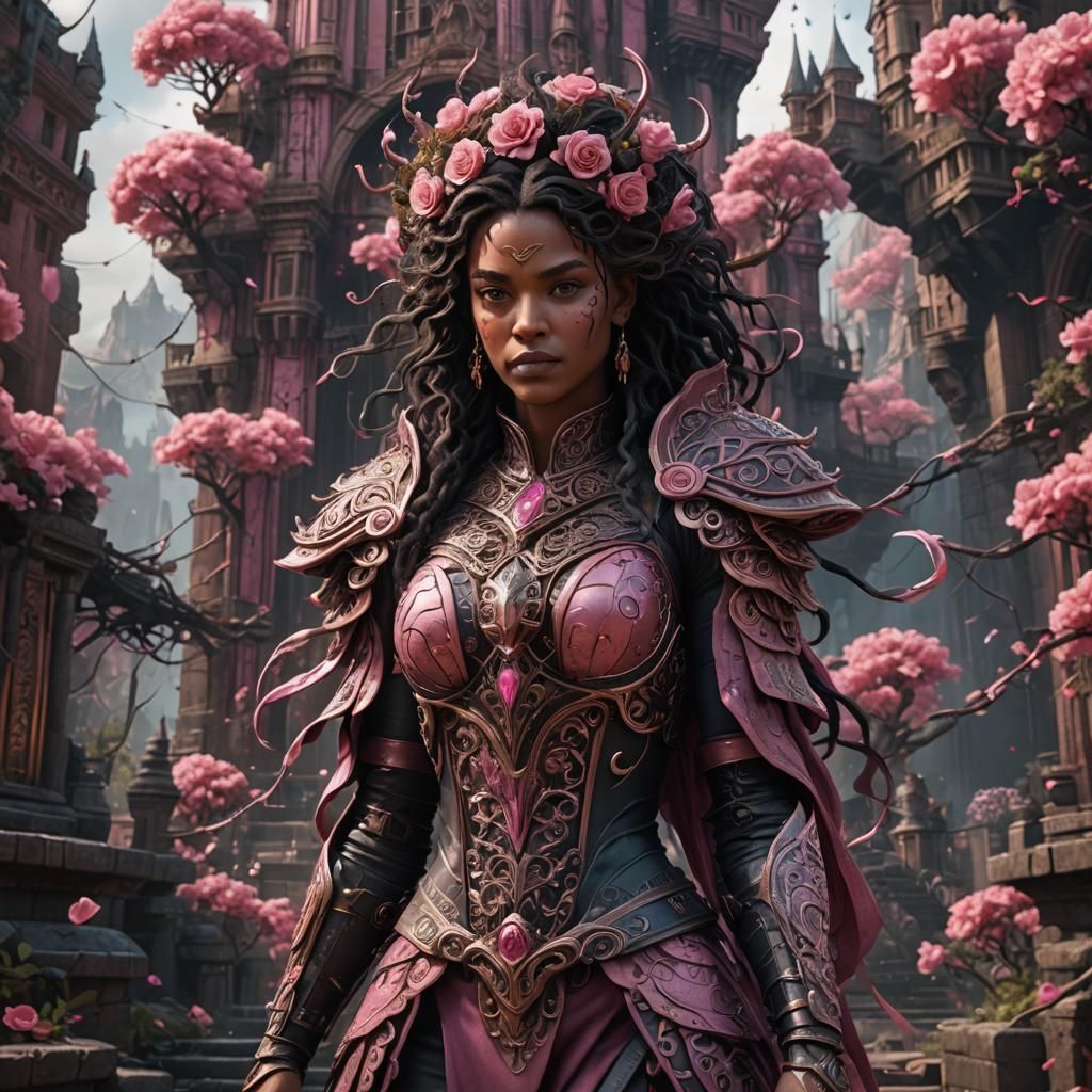 uma mulher rosa com cabelos bem pretos e molhados