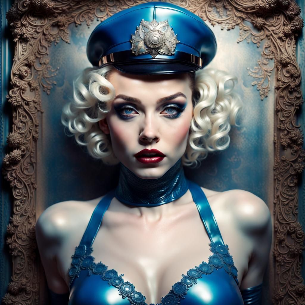 Beautiful woman wearing blue latex AI Generated Artwork NightCafe