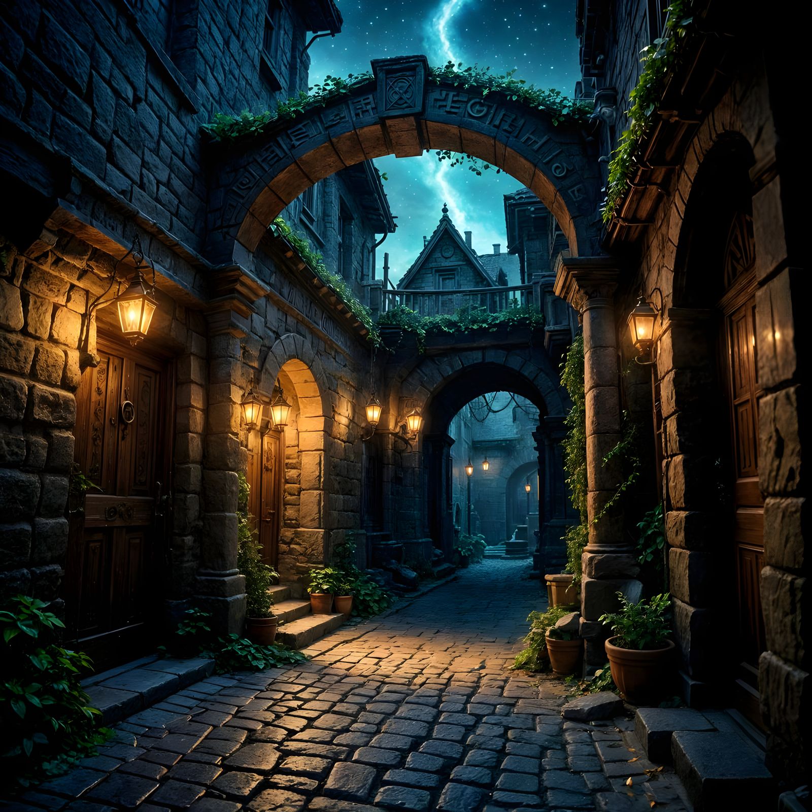 Where the Alley Breathes with Lantern Light  by @Joe