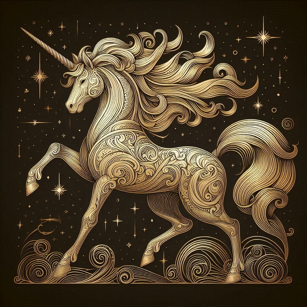 Gilded Line Art Unicorn