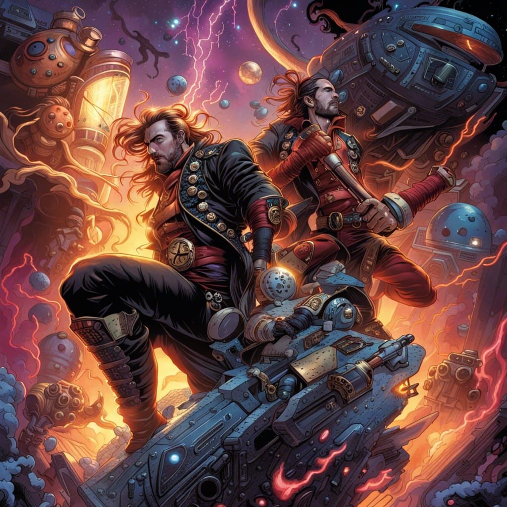 Space Pirates Mark Brooks and Dan Mumford, comic book art, perfect, smooth  by @LoHdessin