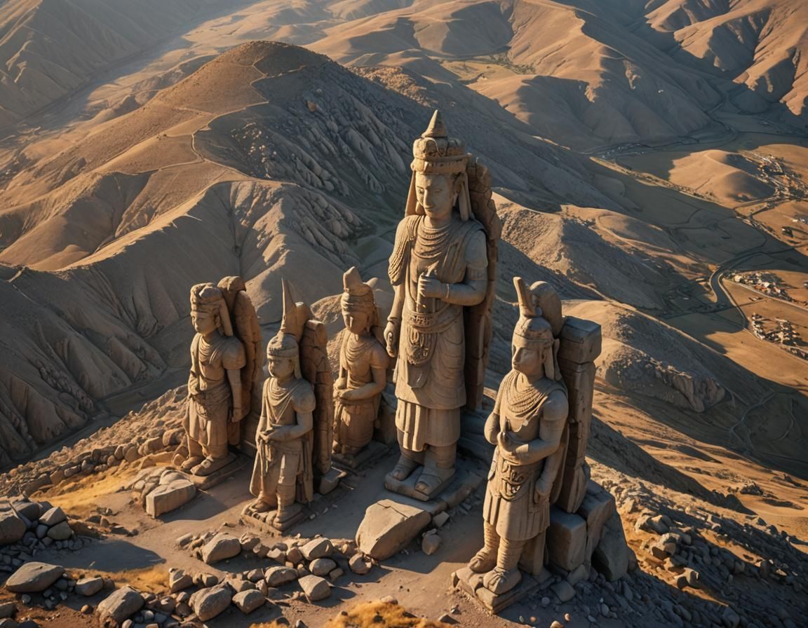 Turkey, Nemrut mountain, Nemrut dag statues (in reality it l...