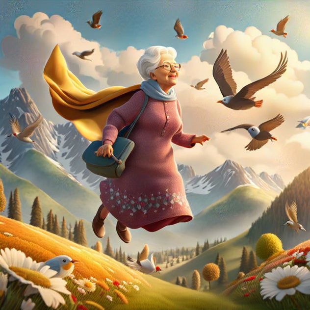 Oma fliegt in den Urlaub nach Mittenwald ....