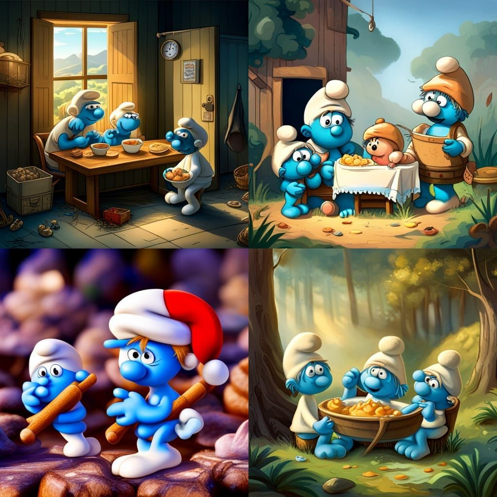 smurfs eating a baby - AI Generated Artwork - NightCafe Creator