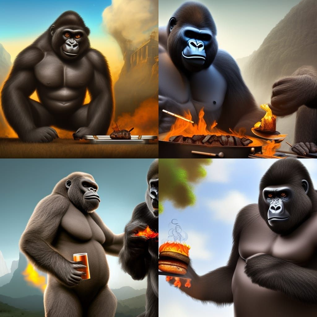 Bbq gorilla with a smoker