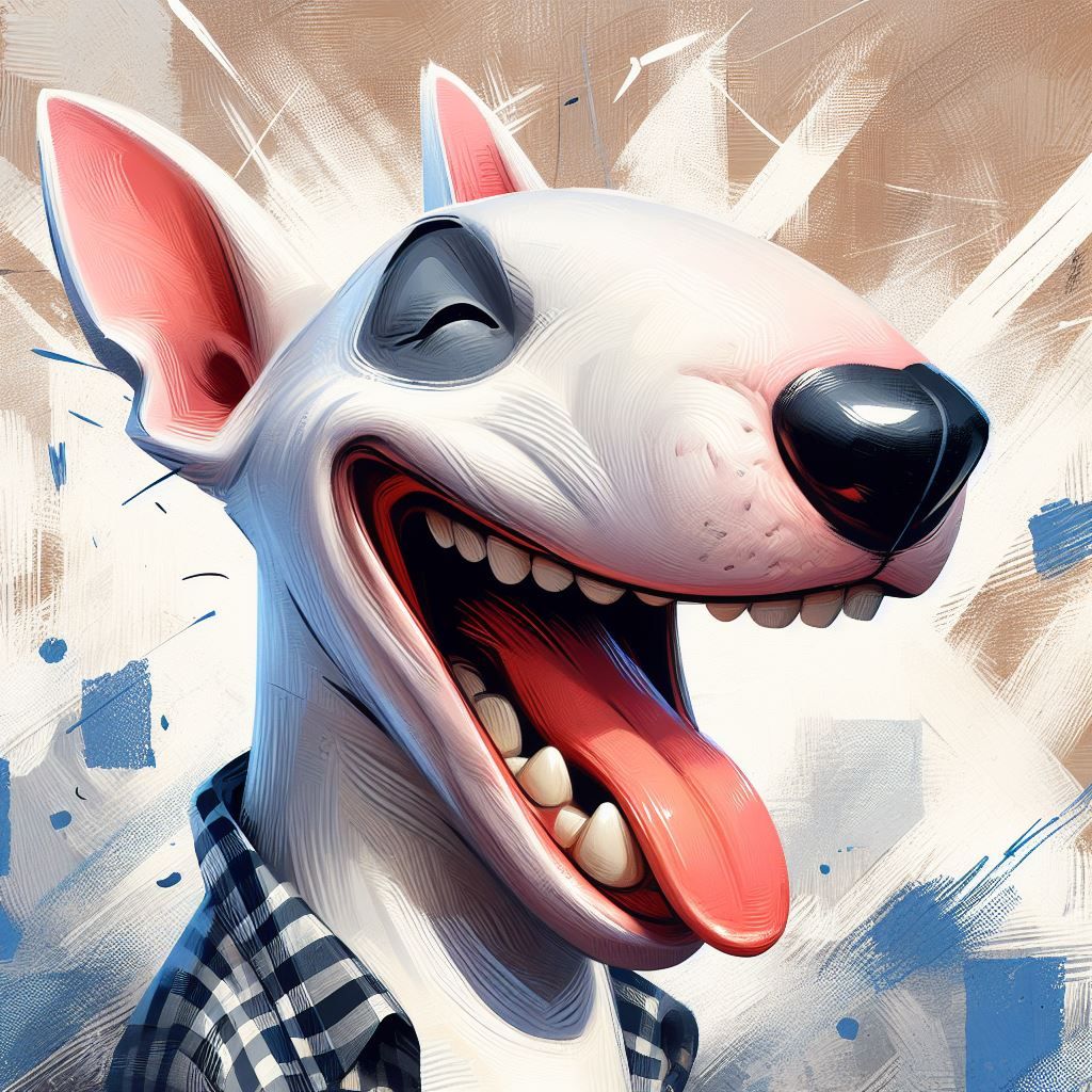Bull Terrier laughs