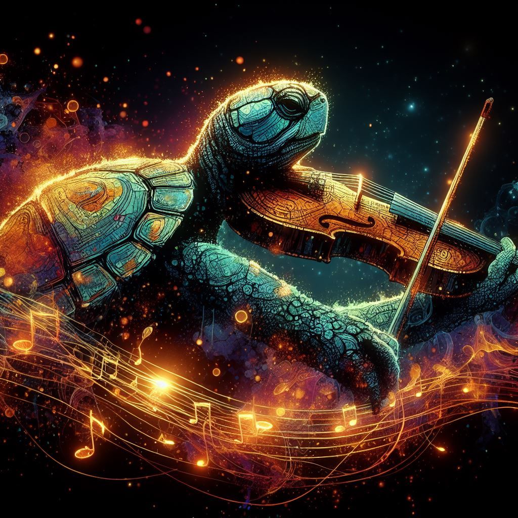 Turtle playing a violin