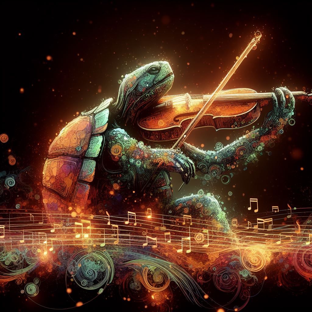 Turtle playing a violin