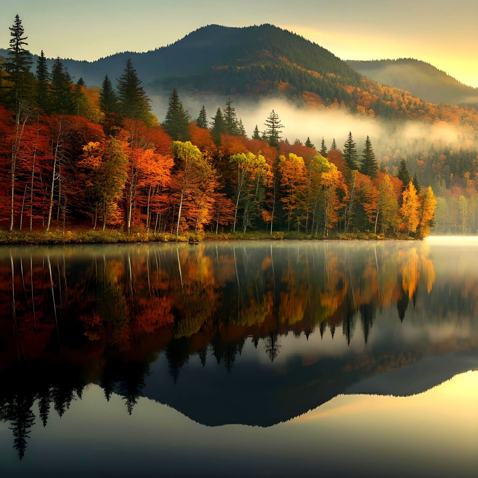 Misty Lake Sunrise