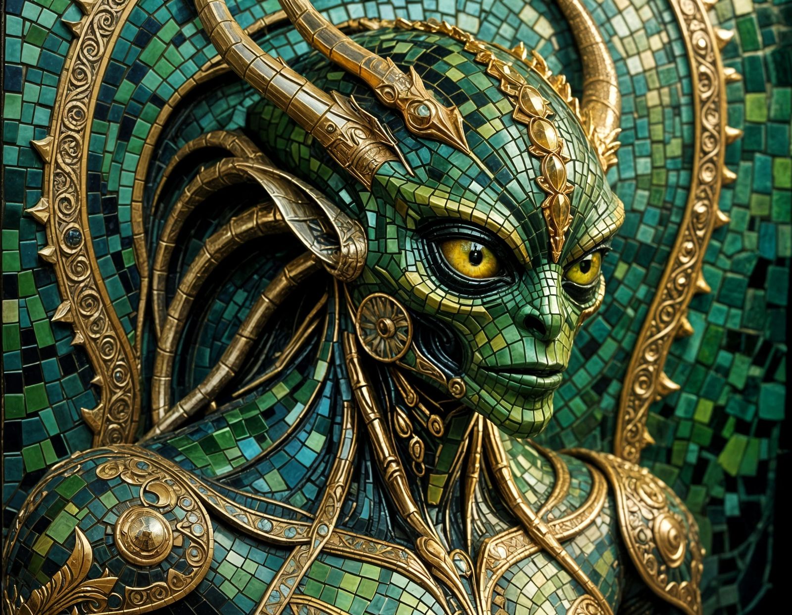 Mosaic sculpture of the Alien Monster God  by @Francis H