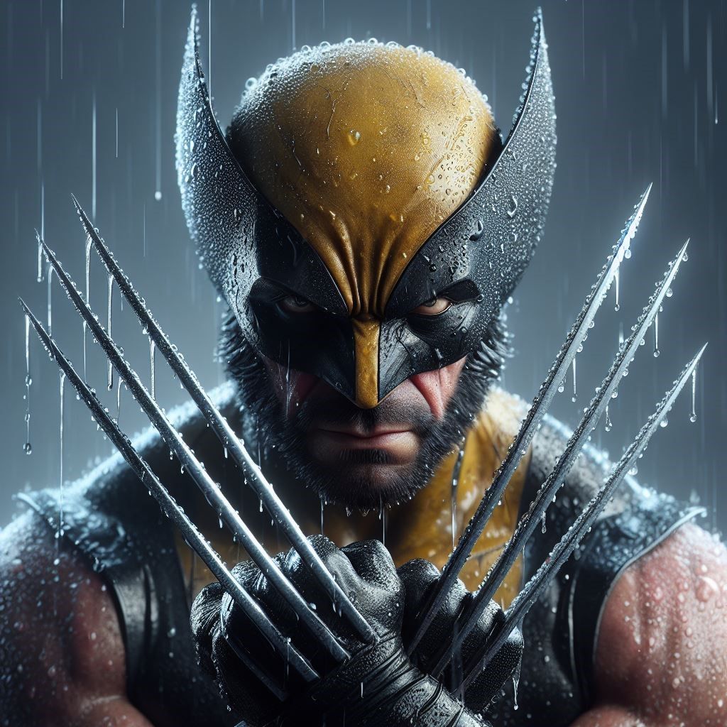 Wolverine in the rain