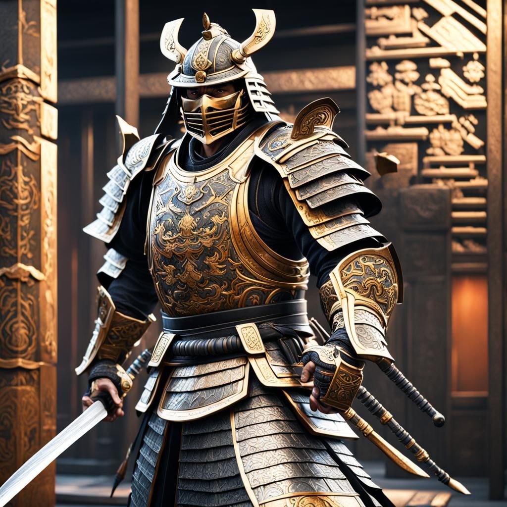 Damascus Steel Samurai Armor - AI Generated Artwork - NightCafe Creator