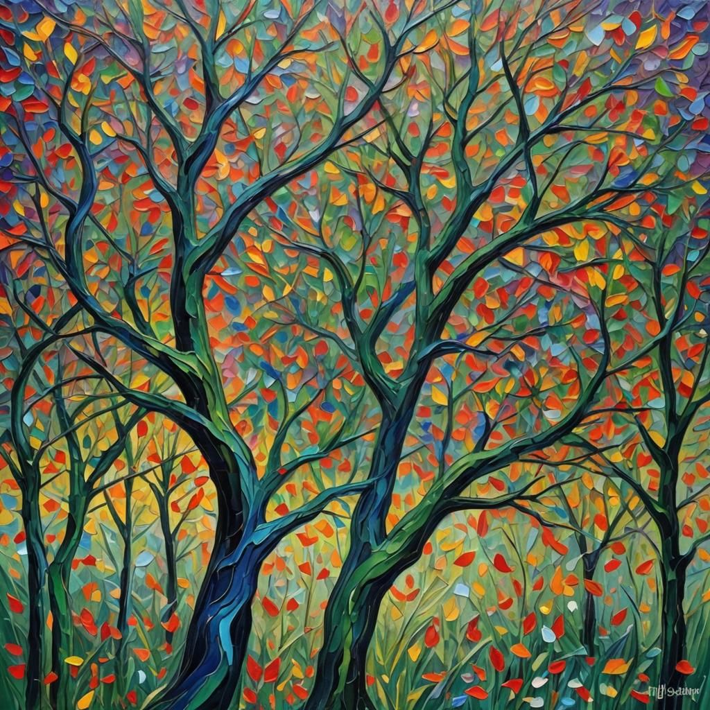 Wild Spirit neo-impressionism expressionist style oil painti...
