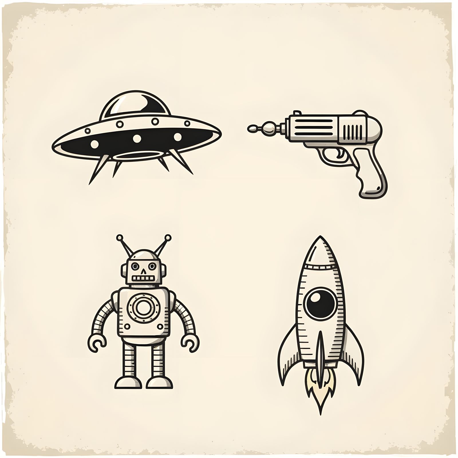 Retro Sci-Fi Tattoo Set  by @Rebirth