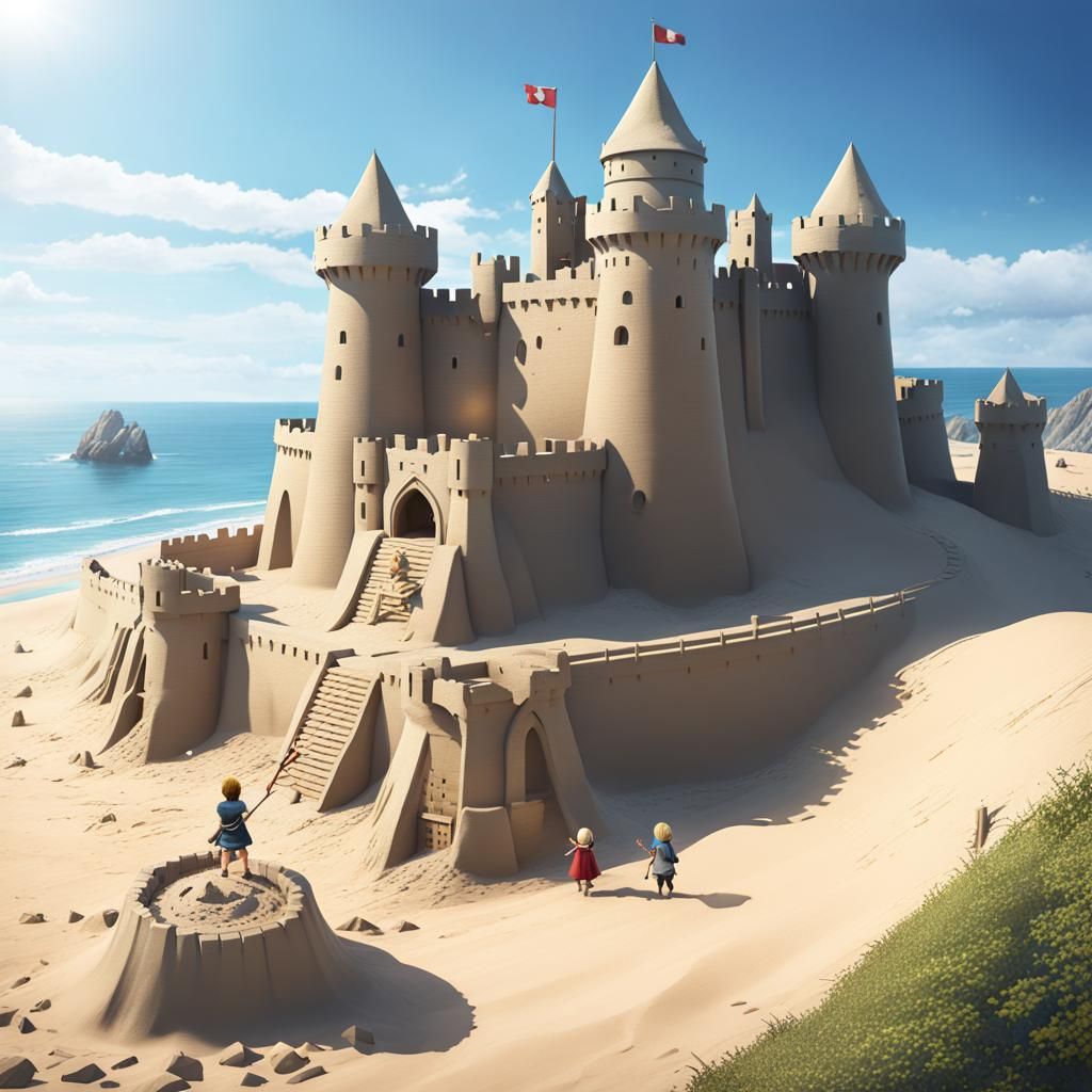 Sand castle day!!   "Dad, can you show me how to dig a moat?"  by @toastercide