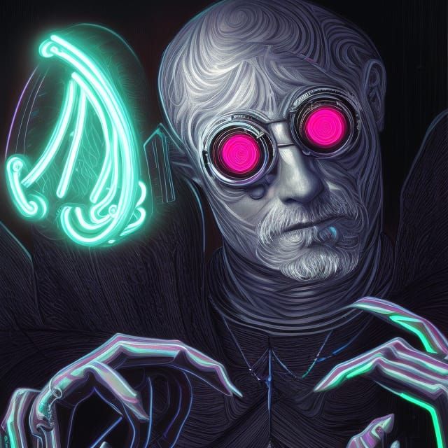 Priest Of The Neon God We Made - Ai Generated Artwork - Nightcafe Creator