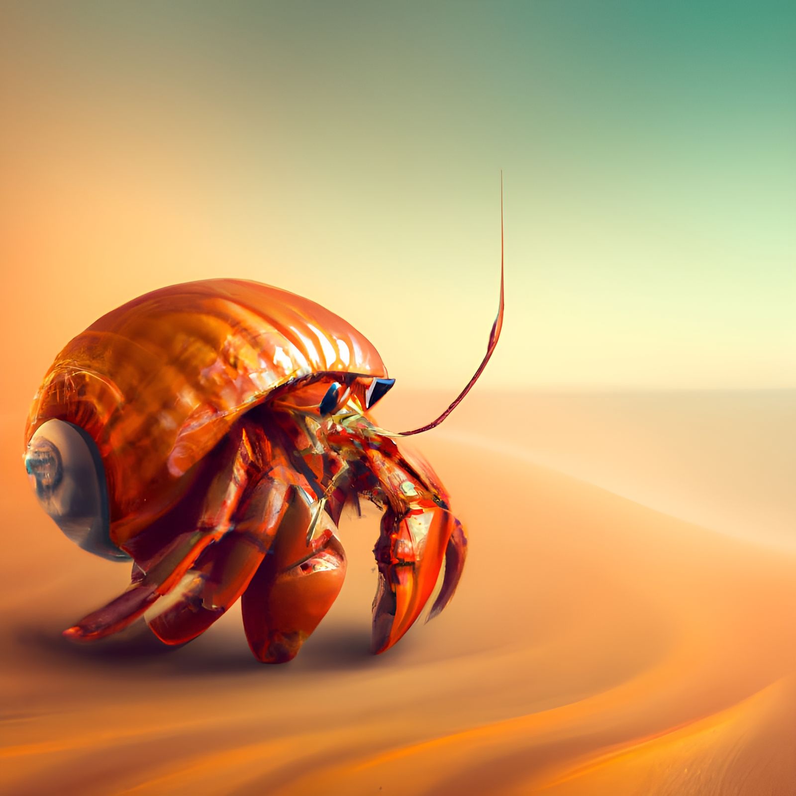 Sad Hermit Crab on his way to the beach  by @nana