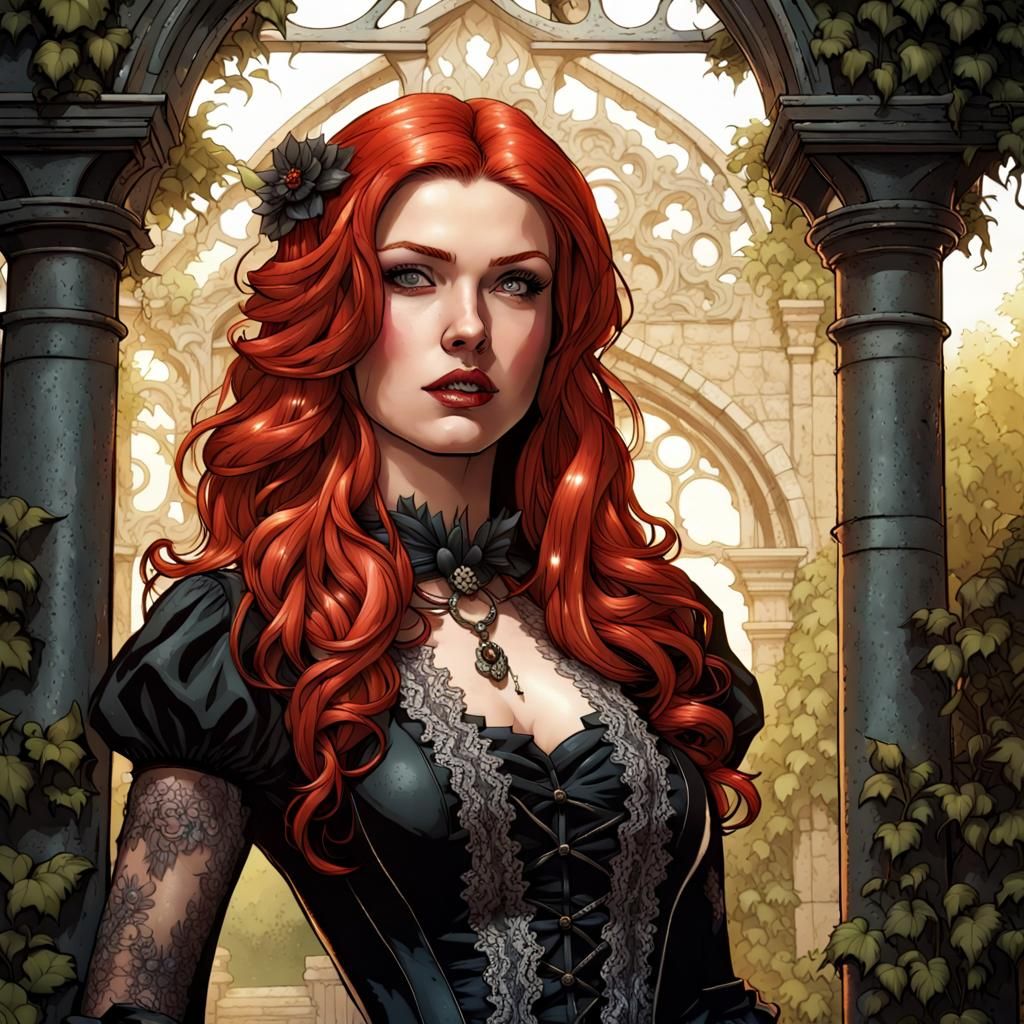 Beautiful goth redhead - AI Generated Artwork - NightCafe Creator